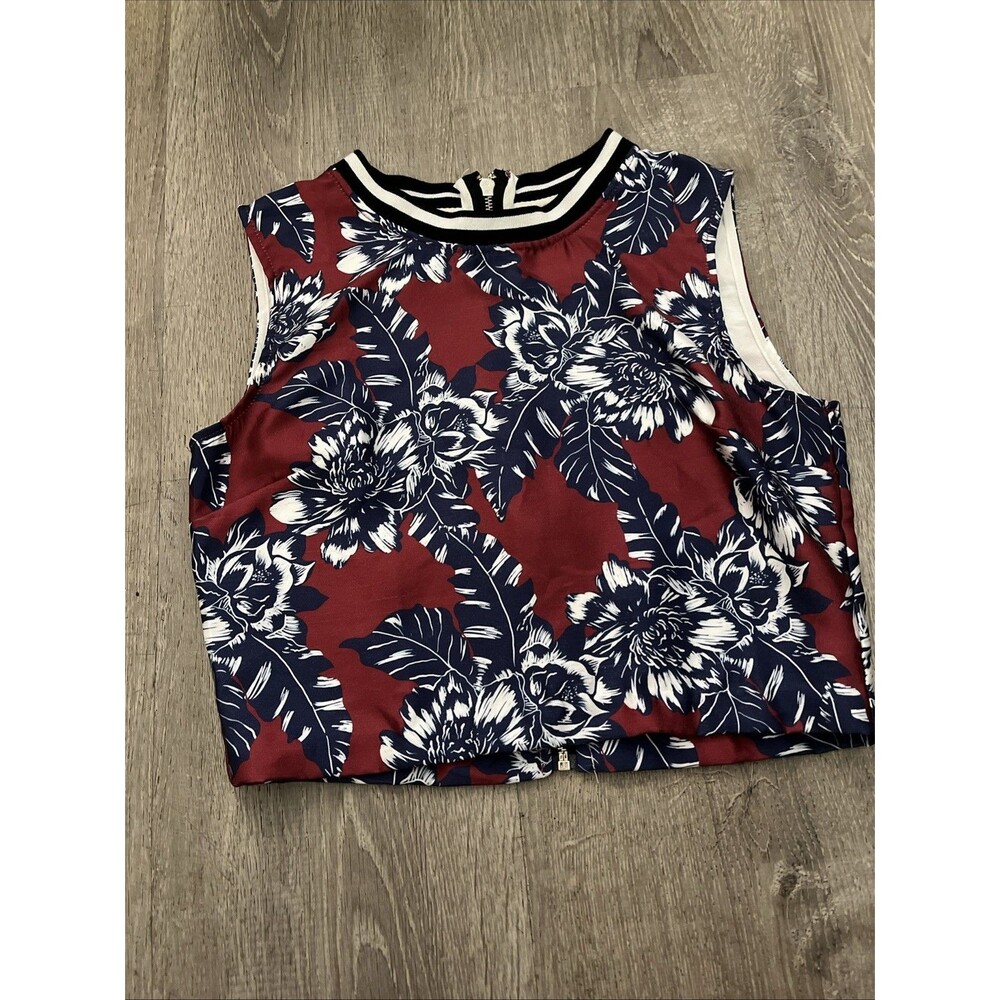 Lasaison Paris Vintage Women’s Zippered Cropped Floral Vest Size M